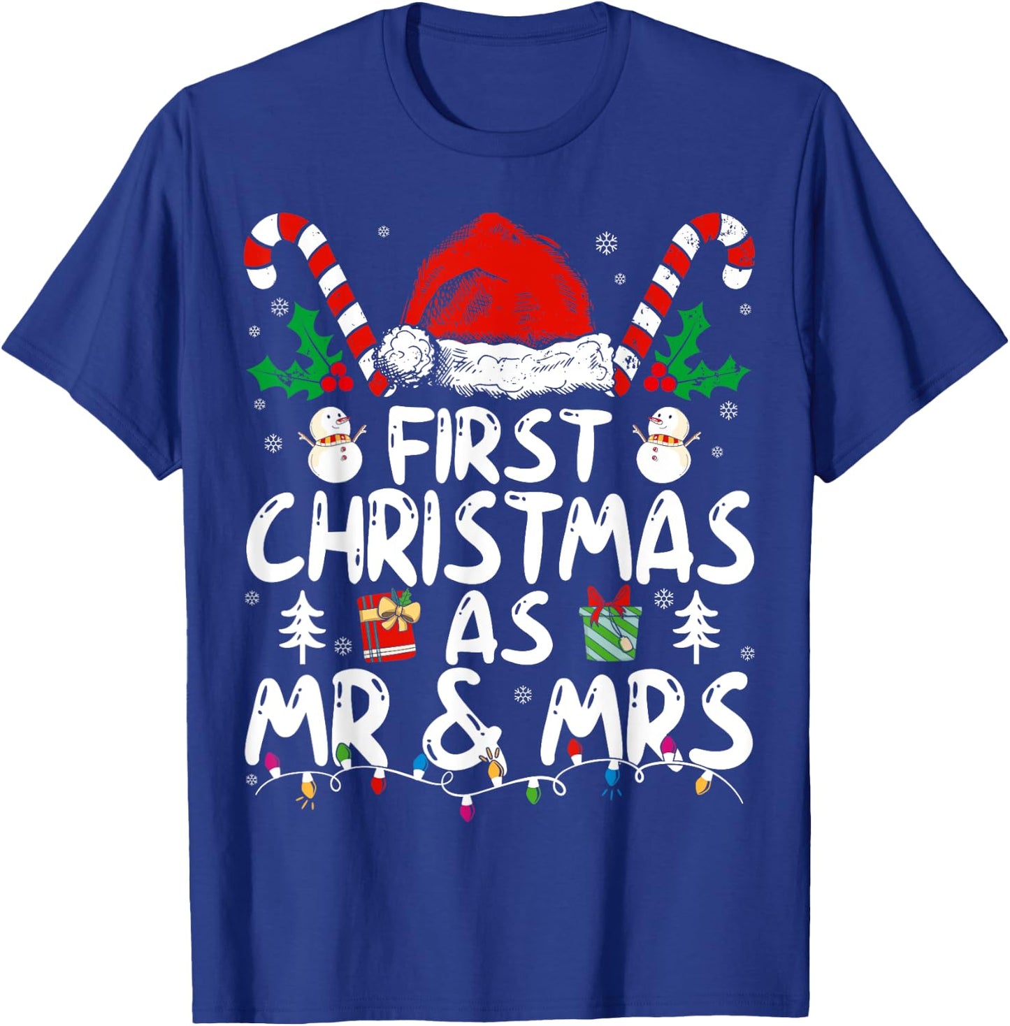 First Christmas As Mr and Mrs Just Married Couples Matching T-Shirt - T-Shirt | Royal