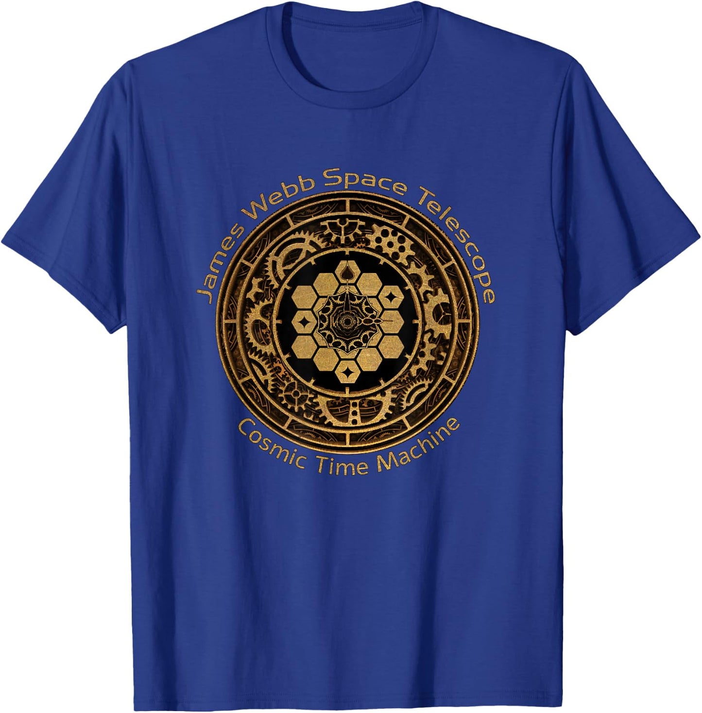 JWST James Webb Space Telescope Cosmic time Machine (Brass) T-Shirt - T-Shirt | Royal