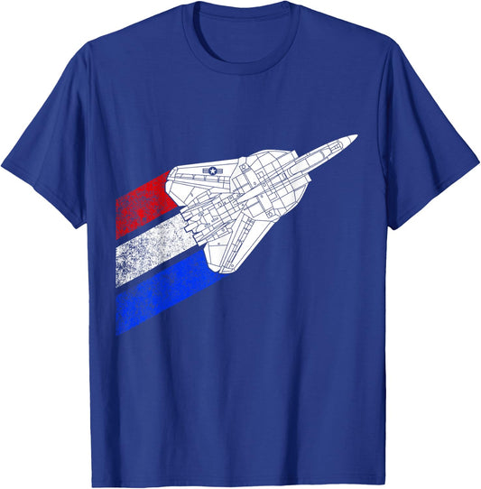 Vintage American Flag F14 Tomcat Airplane Schematic F-14 Jet T-Shirt - T-Shirt | Royal