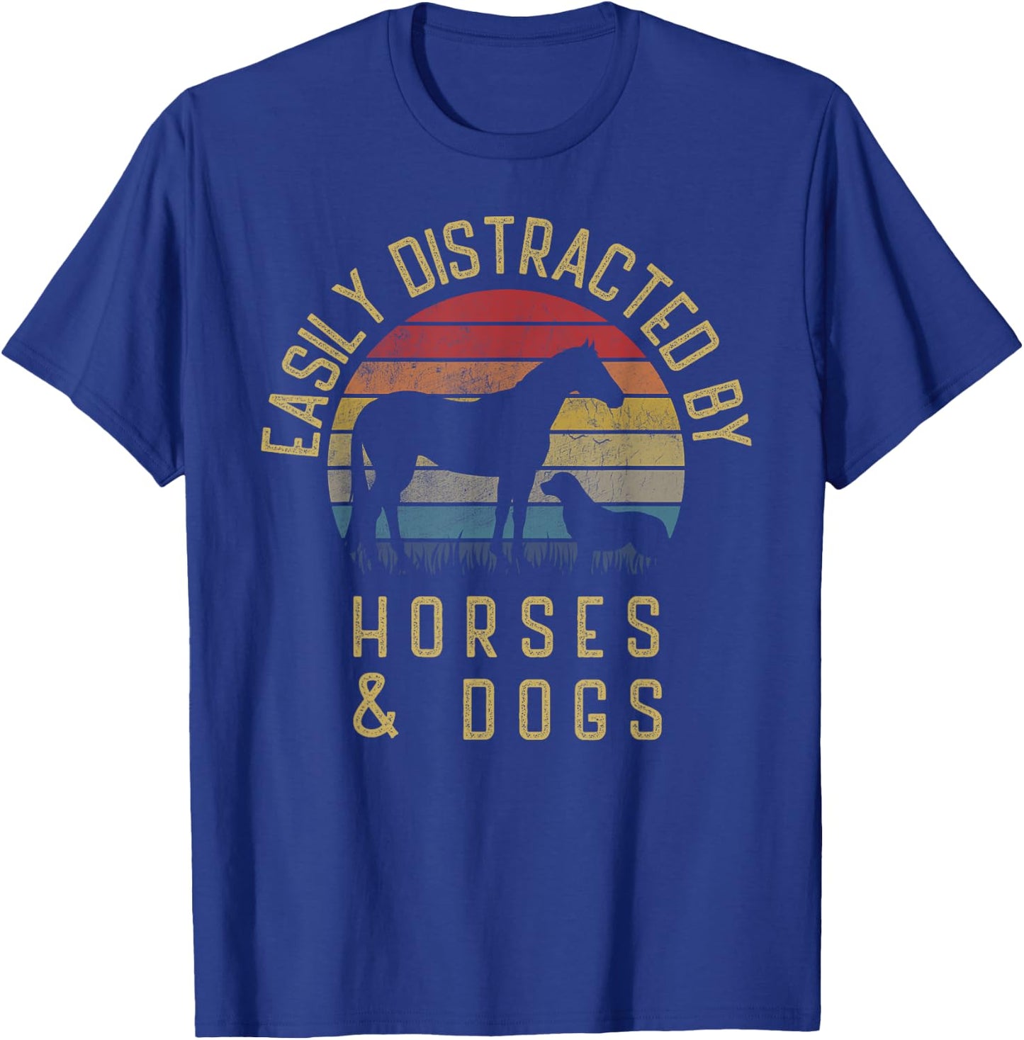 Easily distracted by horses and dogs I like heart horse dog Women Girls Kids T-Shirt - T-Shirt | Royal