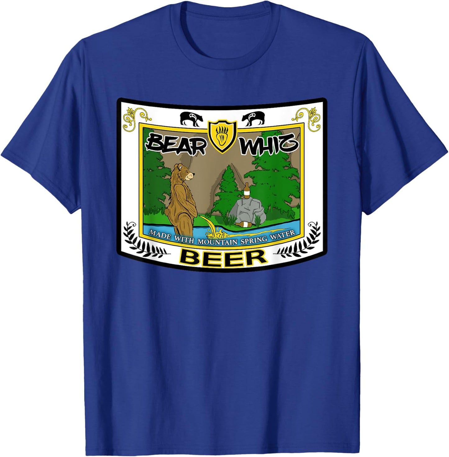 Funny Beer Label Bear Whiz Beer For The Outdoorsman T-Shirt - T-Shirt | Royal