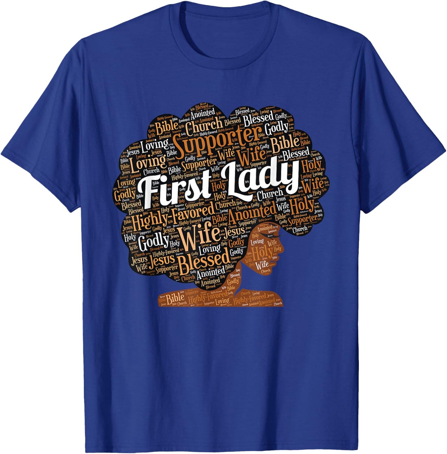 First Lady | Pastor's Wife Black Woman Afro T-Shirt - T-Shirt | Royal