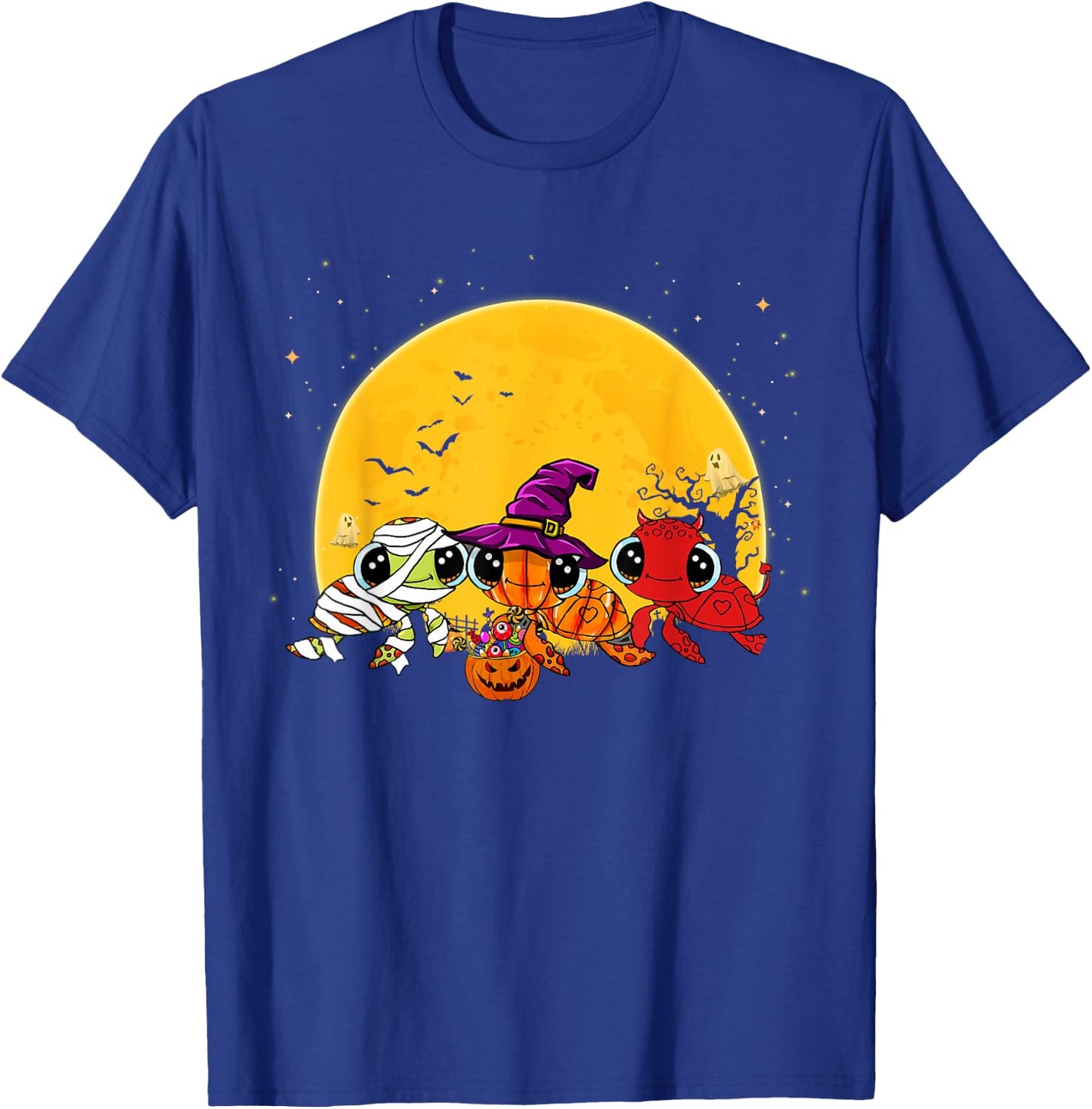 Spooky Sea Turtle Witch Pumpkin Devil Halloween Costume T-Shirt - T-Shirt | Royal