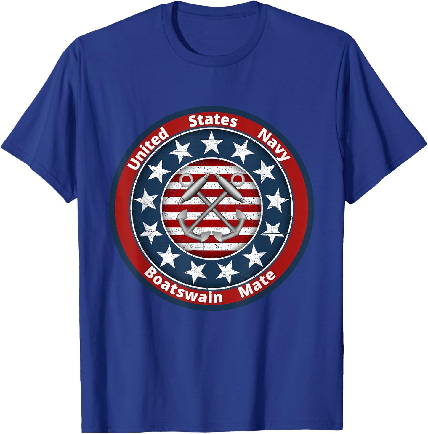 Navy Boatswain Mate Anchor and American Flag T-Shirt - T-Shirt | Royal