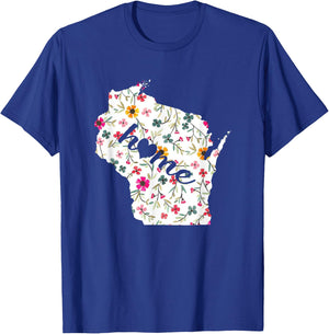 Floral Wisconsin Home T-Shirt - T-Shirt | Royal