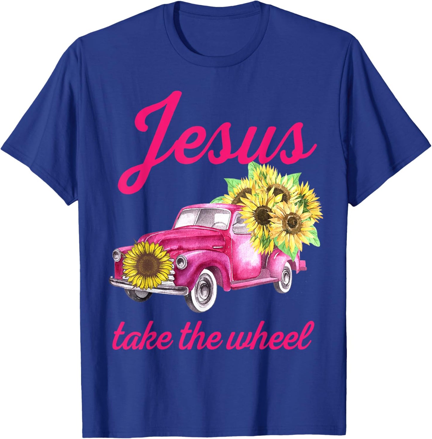 Pink Breast Cancer Awareness Truck Jesus Take The Wheel T-Shirt - T-Shirt | Royal
