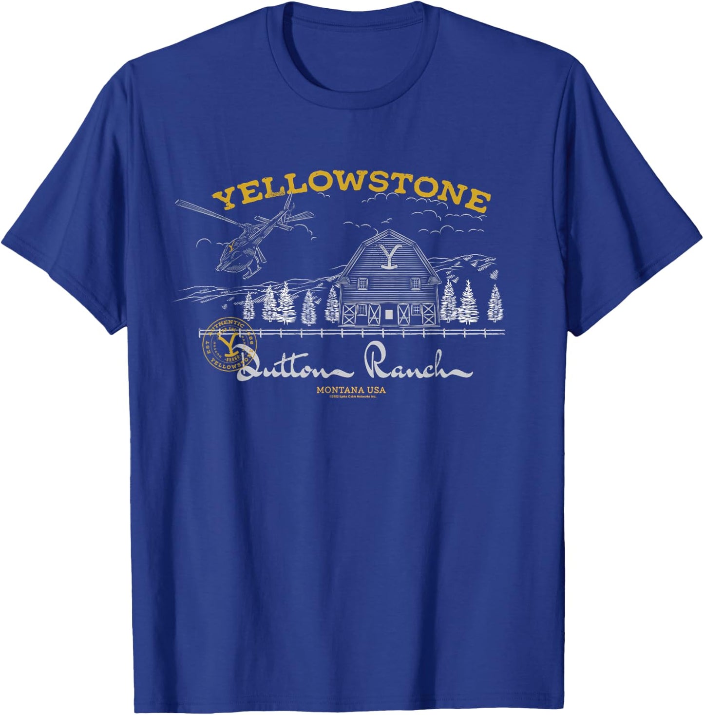 Yellowstone Dutton Ranch Helicoptor Small T-Shirt - T-Shirt | Royal