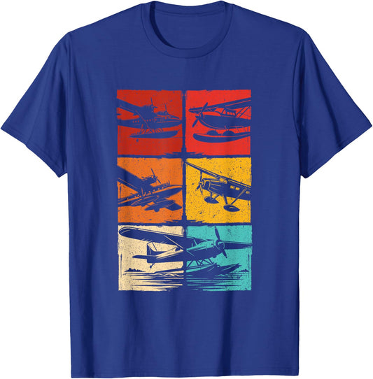 Seaplane Colorful Grid T-Shirt - T-Shirt | Royal