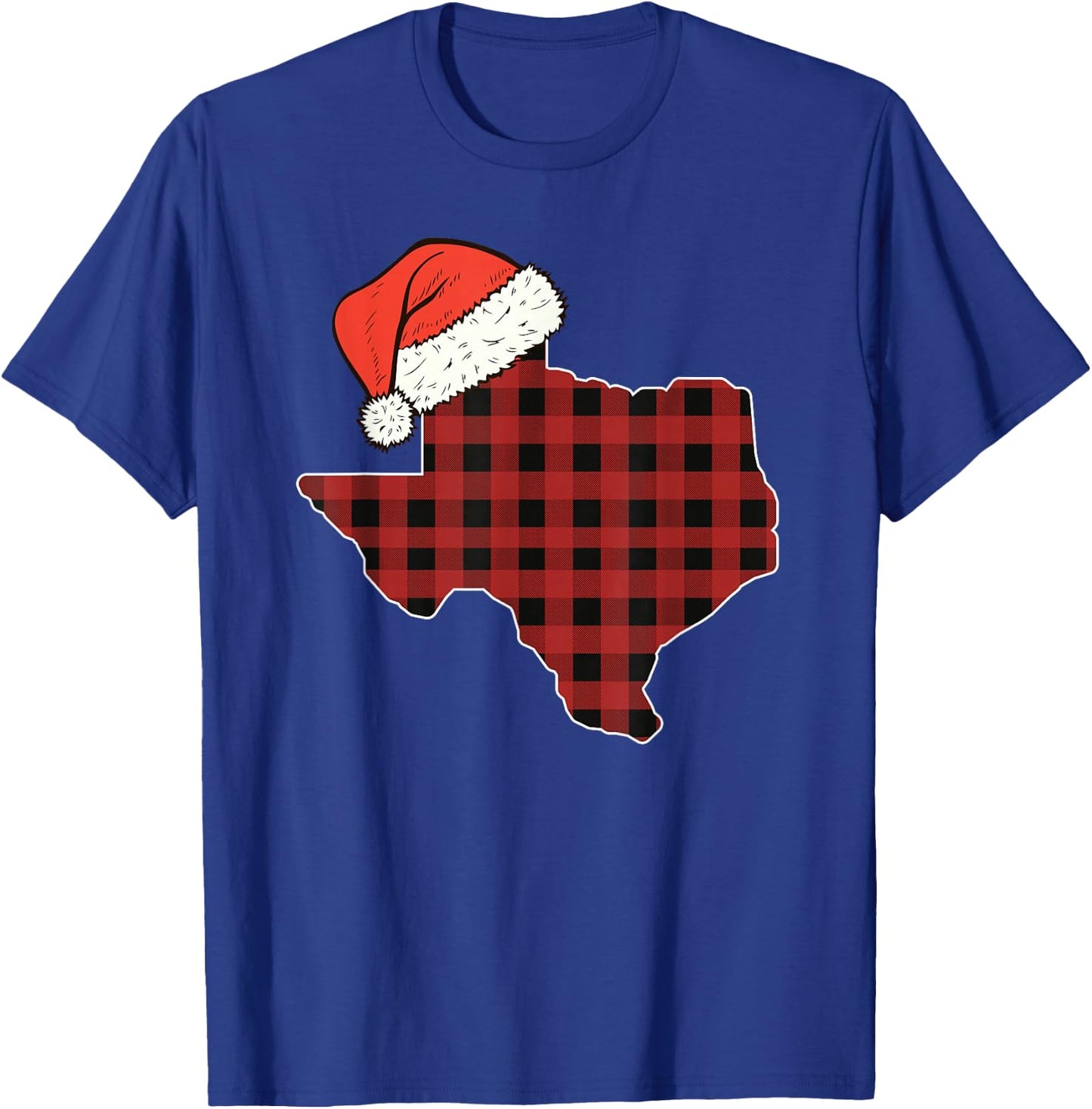 Texas Plaid Christmas Santa Hat Holiday Matching T-Shirt - T-Shirt | Royal