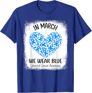 Heart March We Wear Blue Colorectal Cancer Awareness Colon T-Shirt - T-Shirt | Royal