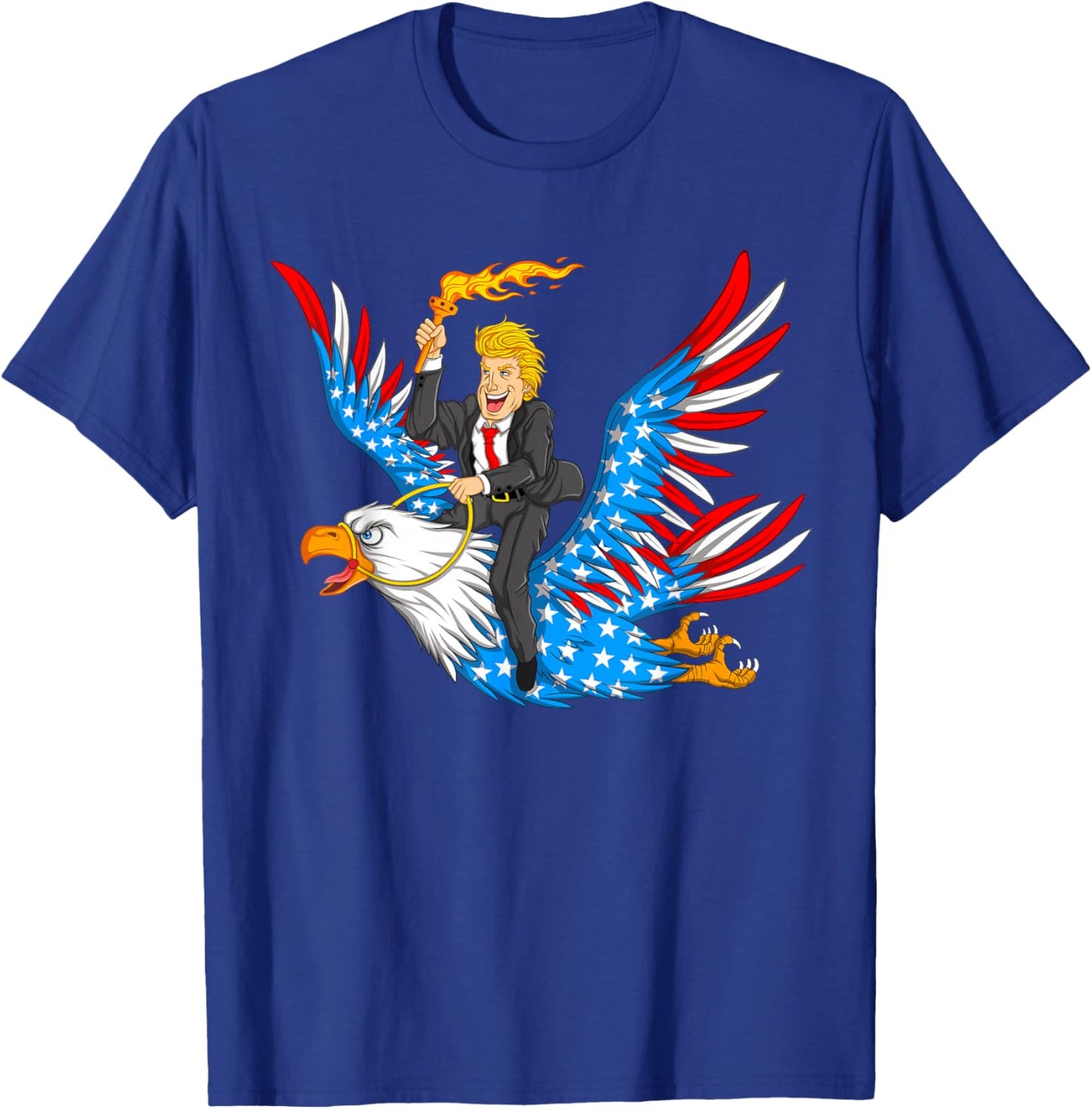 Trump On USA Eagle Cute US 4th Of July Funny American Gift Kids Men T-Shirt - T-Shirt | Royal