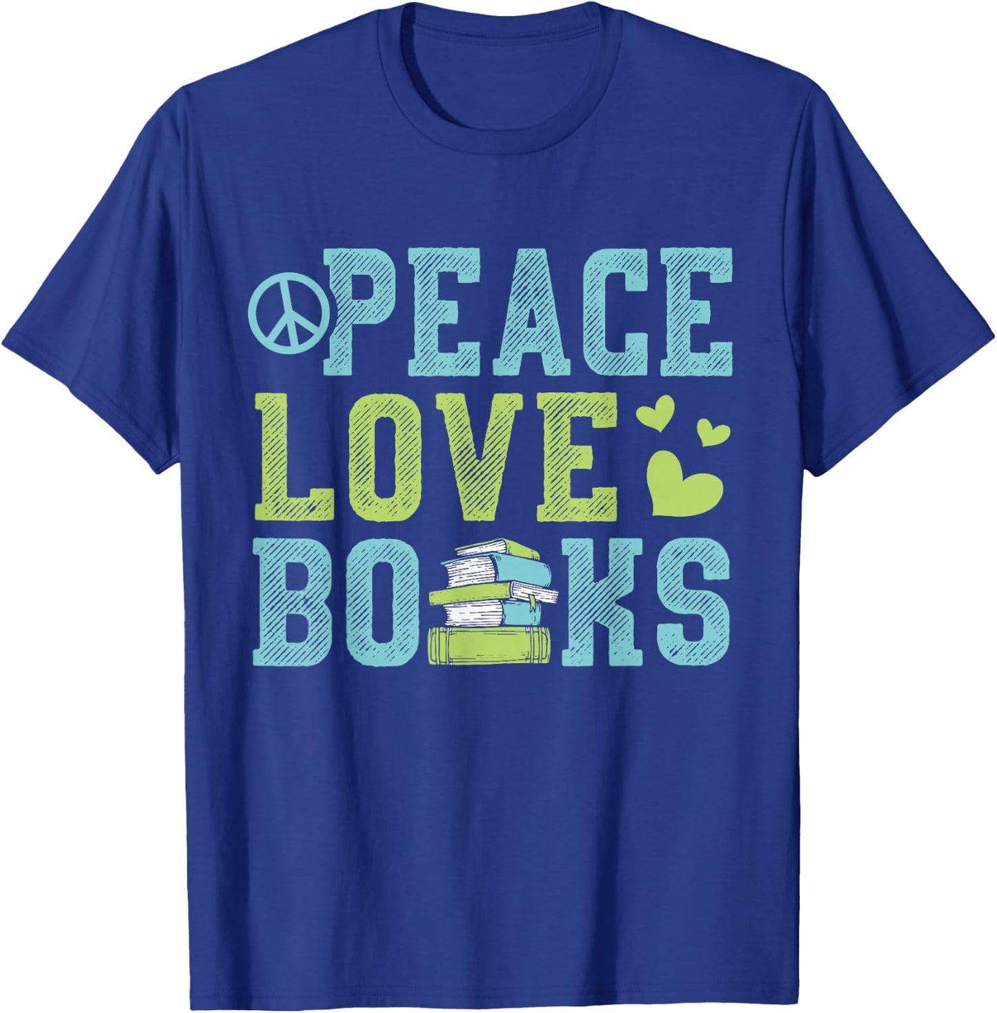 Books Peace Love Bookworm Book Nerd Book Lover Reading Gift T-Shirt - T-Shirt | Royal