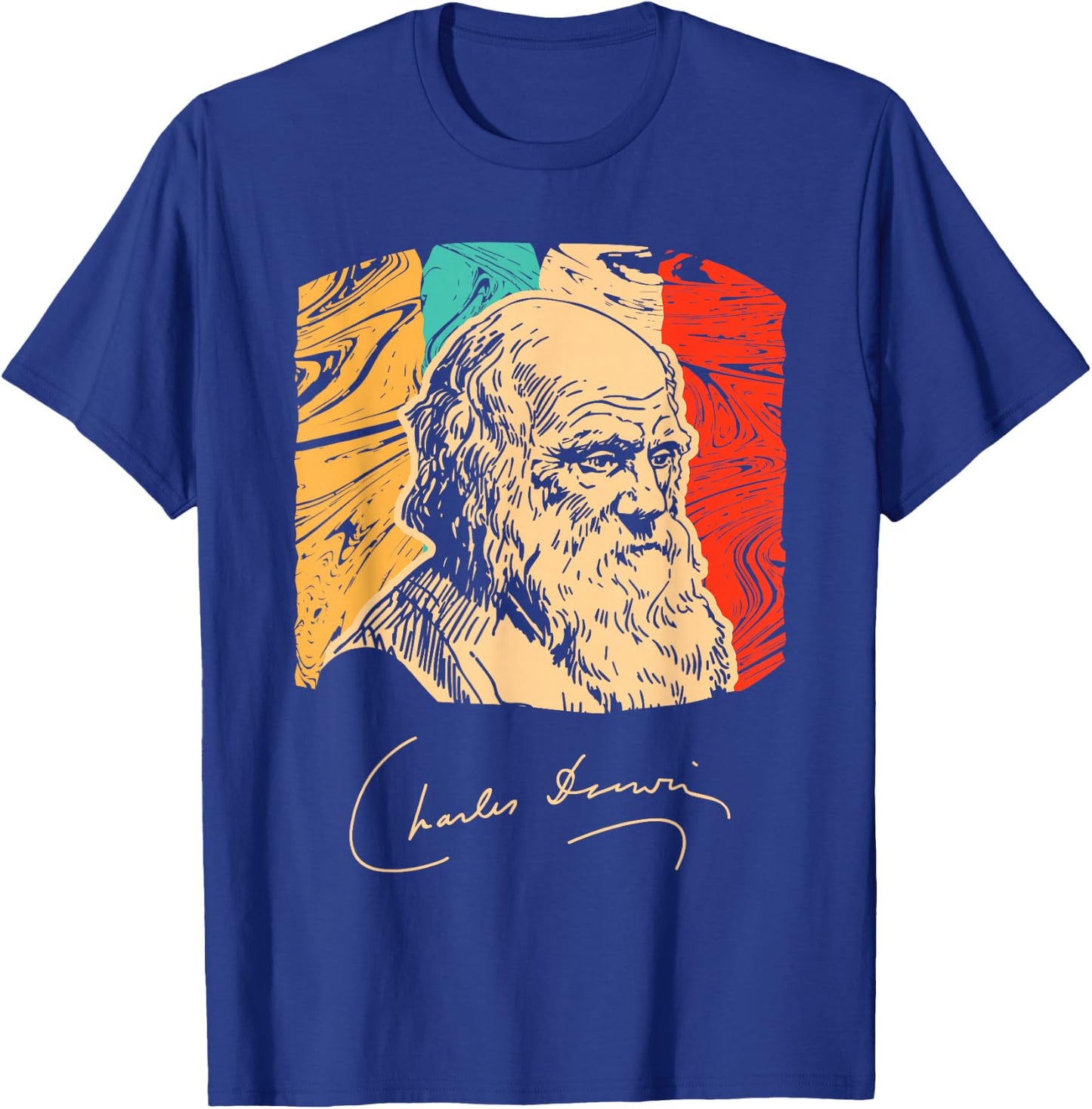 Charles Darwin Naturalist Biologist Scientist Retro T shirt T-Shirt - T-Shirt | Royal