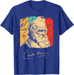 Charles Darwin Naturalist Biologist Scientist Retro T shirt T-Shirt - T-Shirt | Royal