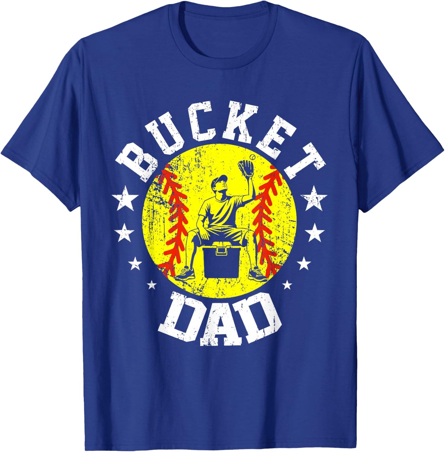 Bucket Dad Softball Dad Funny Father's Day Sports Daddy Men T-Shirt - T-Shirt | Royal