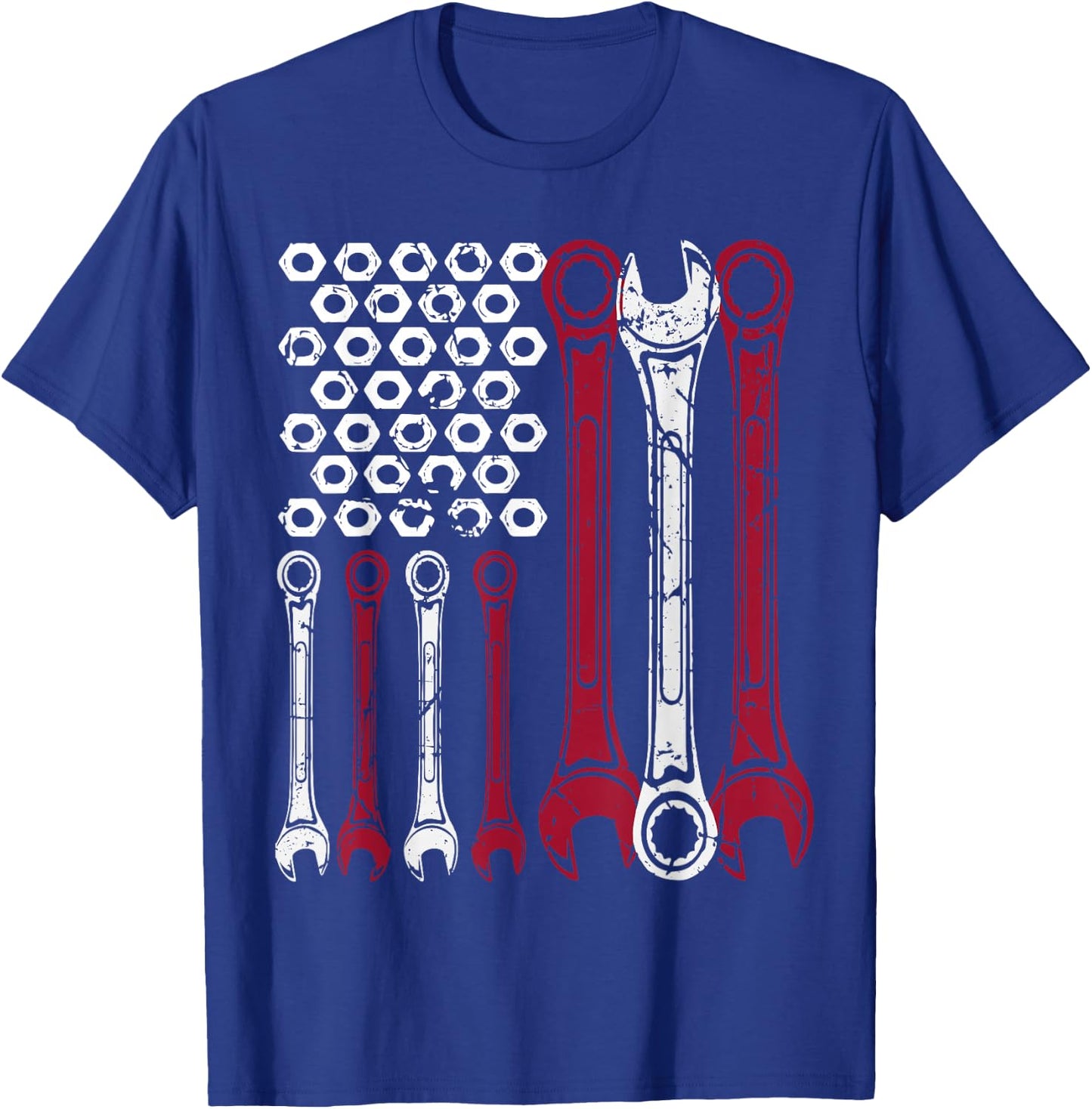 Patriotic Mechanic Wrench American Flag T-Shirt - T-Shirt | Royal