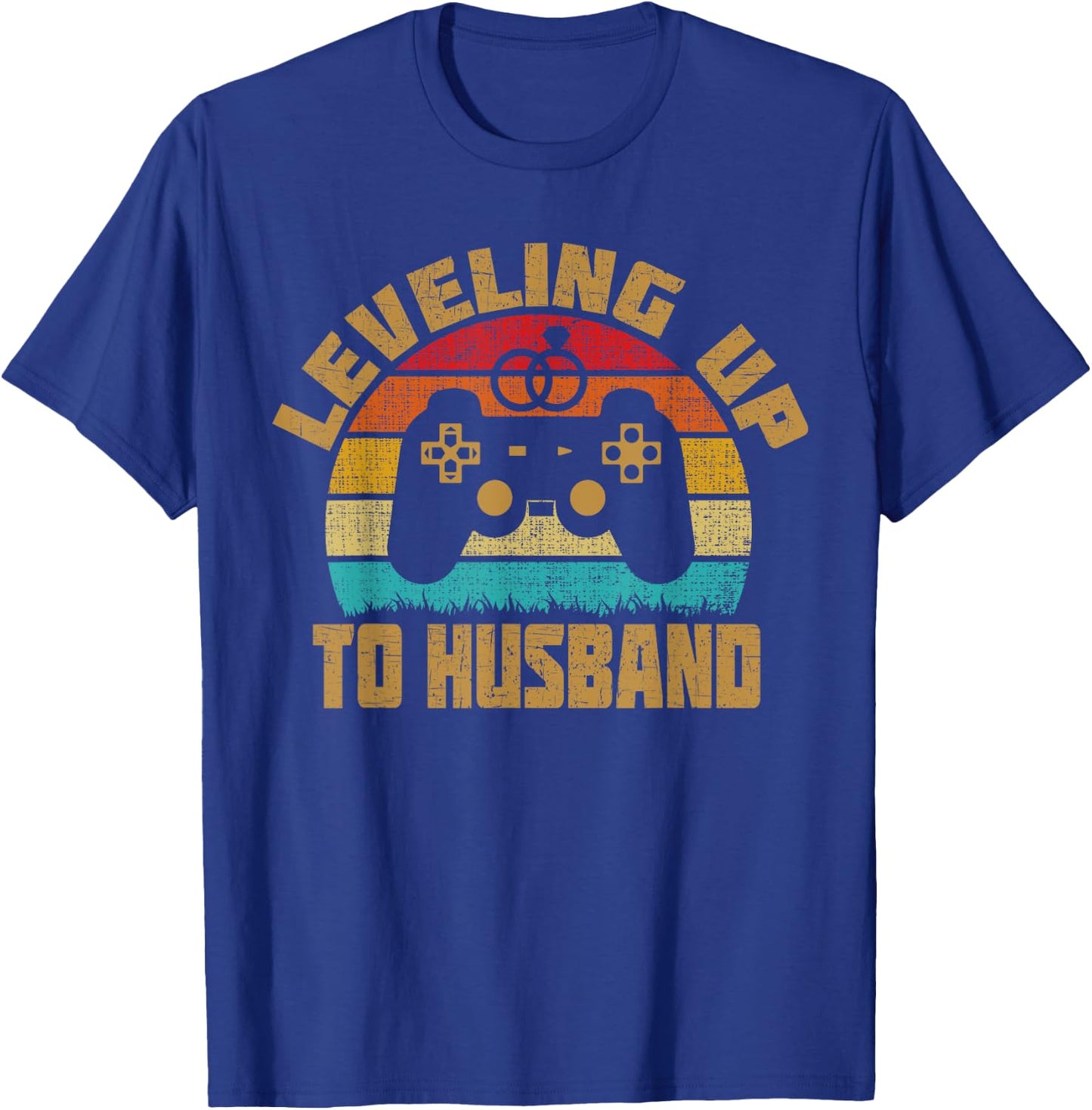 Leveling Up To Husband Newlywed Groom Video Game Lovers T-Shirt - T-Shirt | Royal