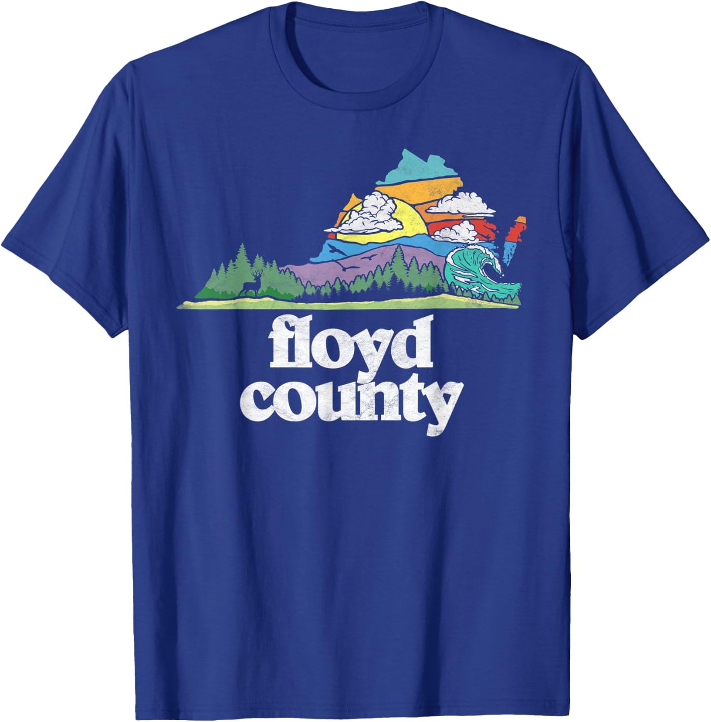 Floyd County Virginia Outdoors & Nature Lover Retro 80s T-Shirt - T-Shirt | Royal