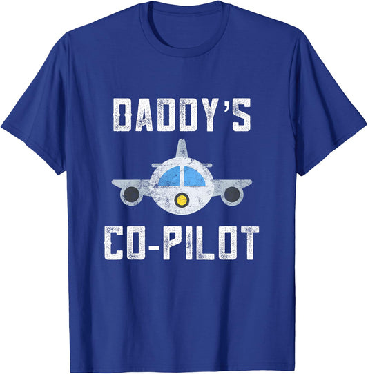 Daddys Copilot Toddler Dad Pilot In Training Daughter Son T-Shirt - T-Shirt | Royal
