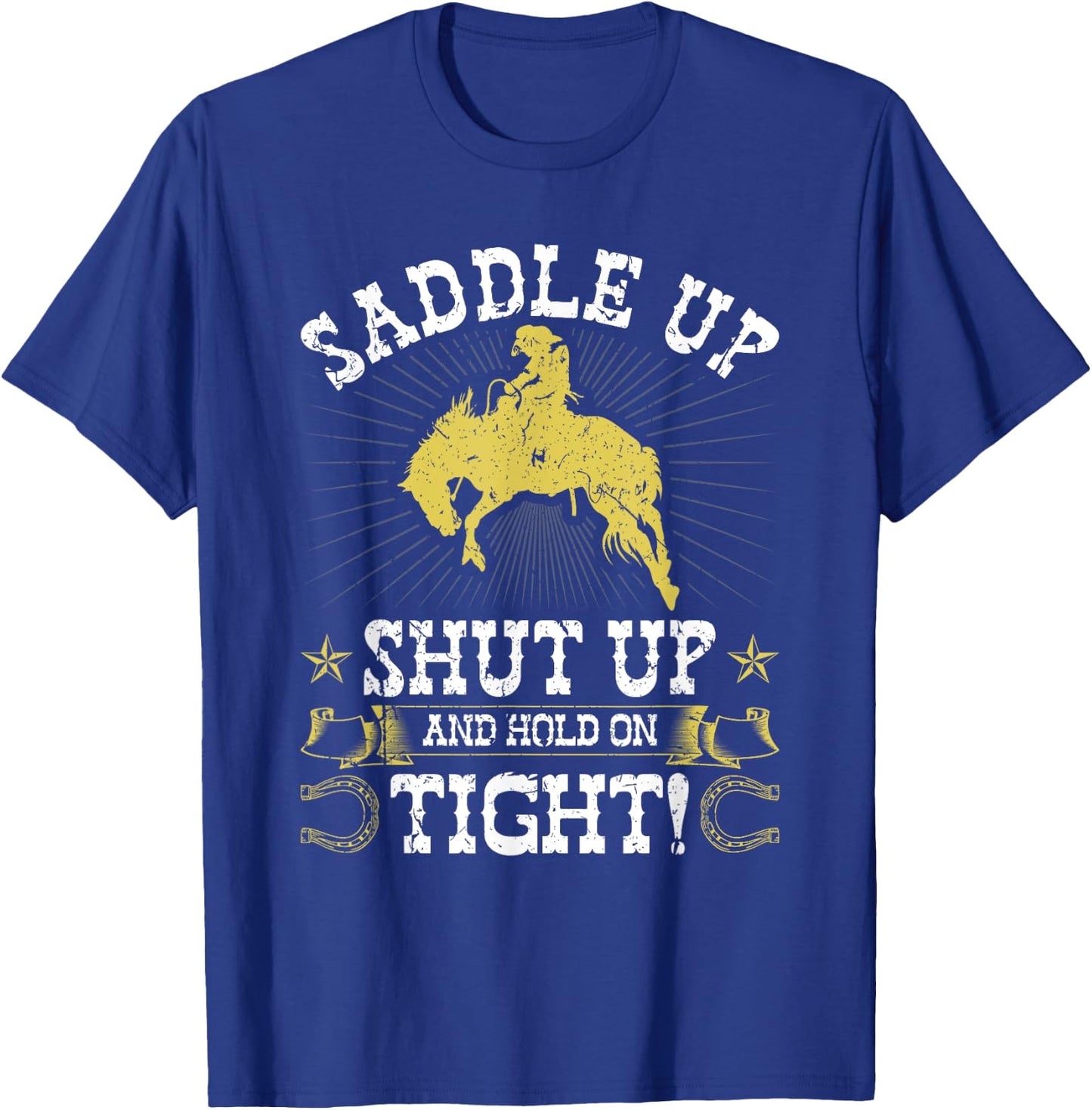 Rodeo Saddle Up, Bronc Riding Cowboy Rodeo Western T-Shirt - T-Shirt | Royal