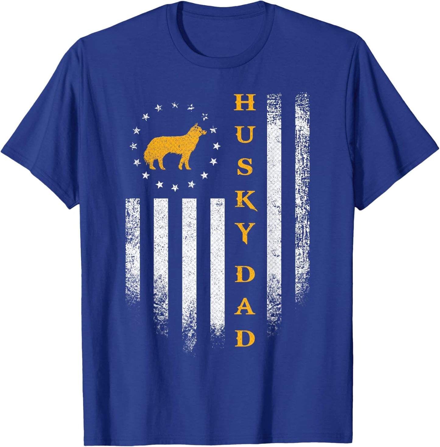 Vintage USA Flag Proud Siberian Husky Dog Dad Silhouette Kids Men T-Shirt - T-Shirt | Royal