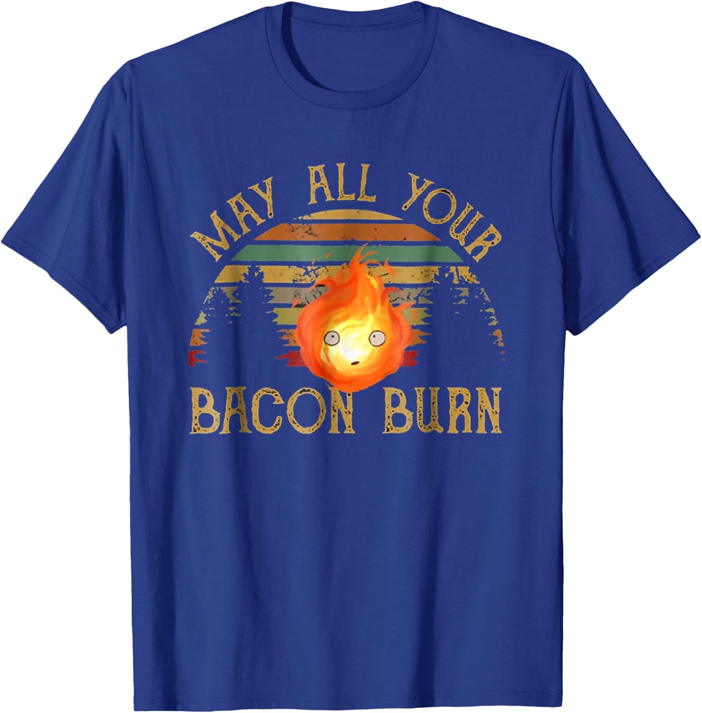 Vintage Retro May All Your Bacon Burn BBQ Grunge T-Shirt - T-Shirt | Royal