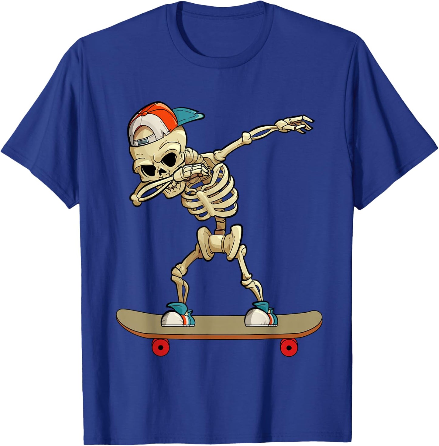Skateboard Dabbing Skeleton Funny Dab Kids Dabbing T-Shirt - T-Shirt | Royal