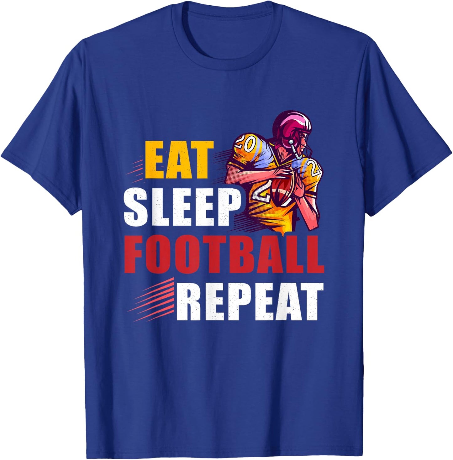 Football Player Sport Athlete Fan Game-Day Motivation Repeat T-Shirt - T-Shirt | Royal