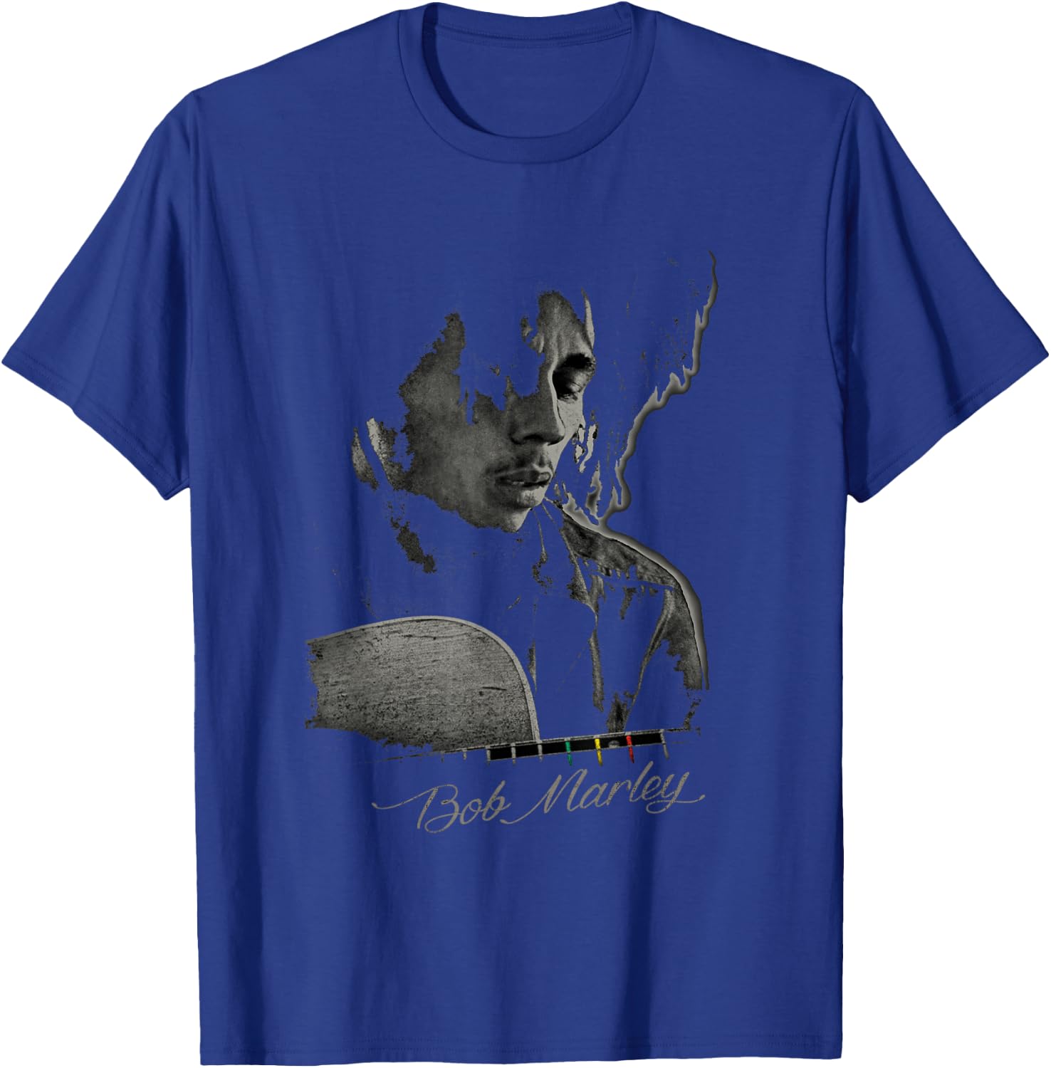 Bob Marley Catch A Fire Guitar Small T-Shirt - T-Shirt | Royal