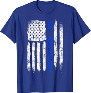 Thin Blue Line Flag American U.S. Marshal Shirt T-Shirt - T-Shirt | Royal