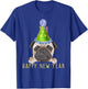 Happy New Year 2023 Funny New Year's Eve Pug Party Hat NYE T-Shirt - T-Shirt | Royal
