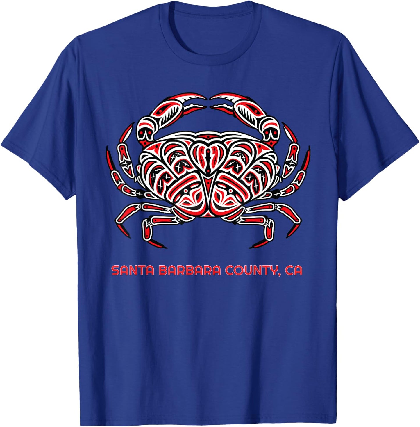 Santa Barbara County CA Dungeness Crab Native American T-Shirt - T-Shirt | Royal