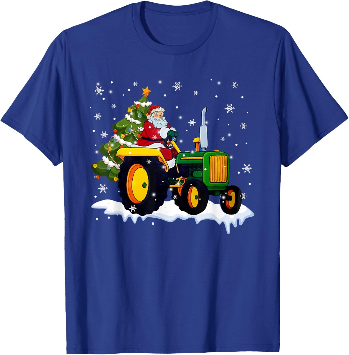 Christmas Santa Claus Riding Tractor Xmas Tree Tractor Lover T-Shirt - T-Shirt | Royal