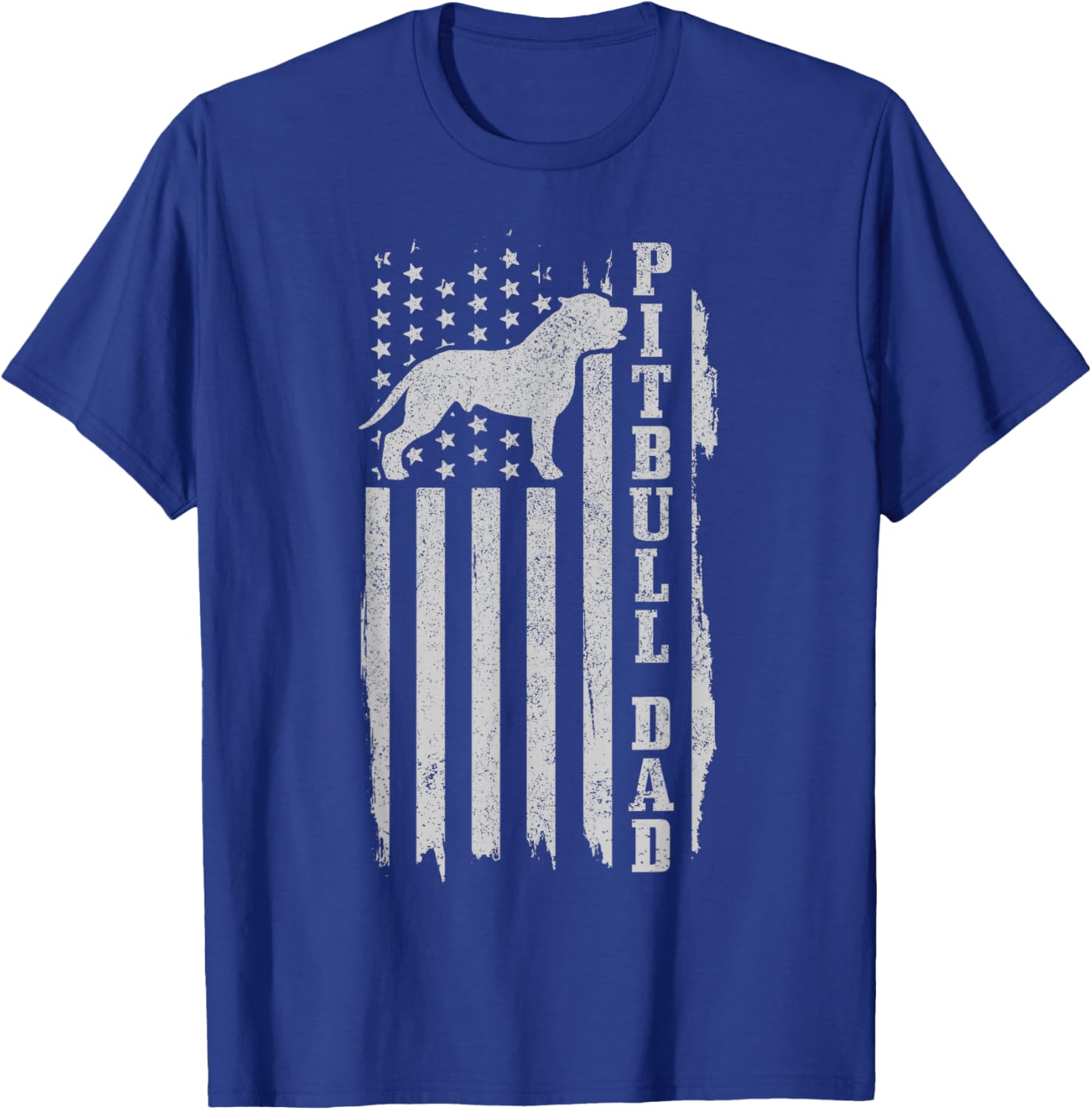 Pitbull Dad Vintage American Flag Patriotic Pitbull Dog T-Shirt - T-Shirt | Royal