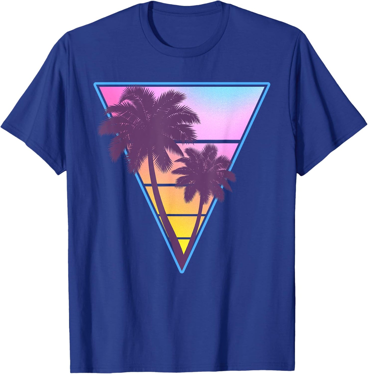 Vaporwave Aesthetic Sunset 1990s 1980s Retro Palm Tree Beach Men Women Kids T-Shirt - T-Shirt | Royal