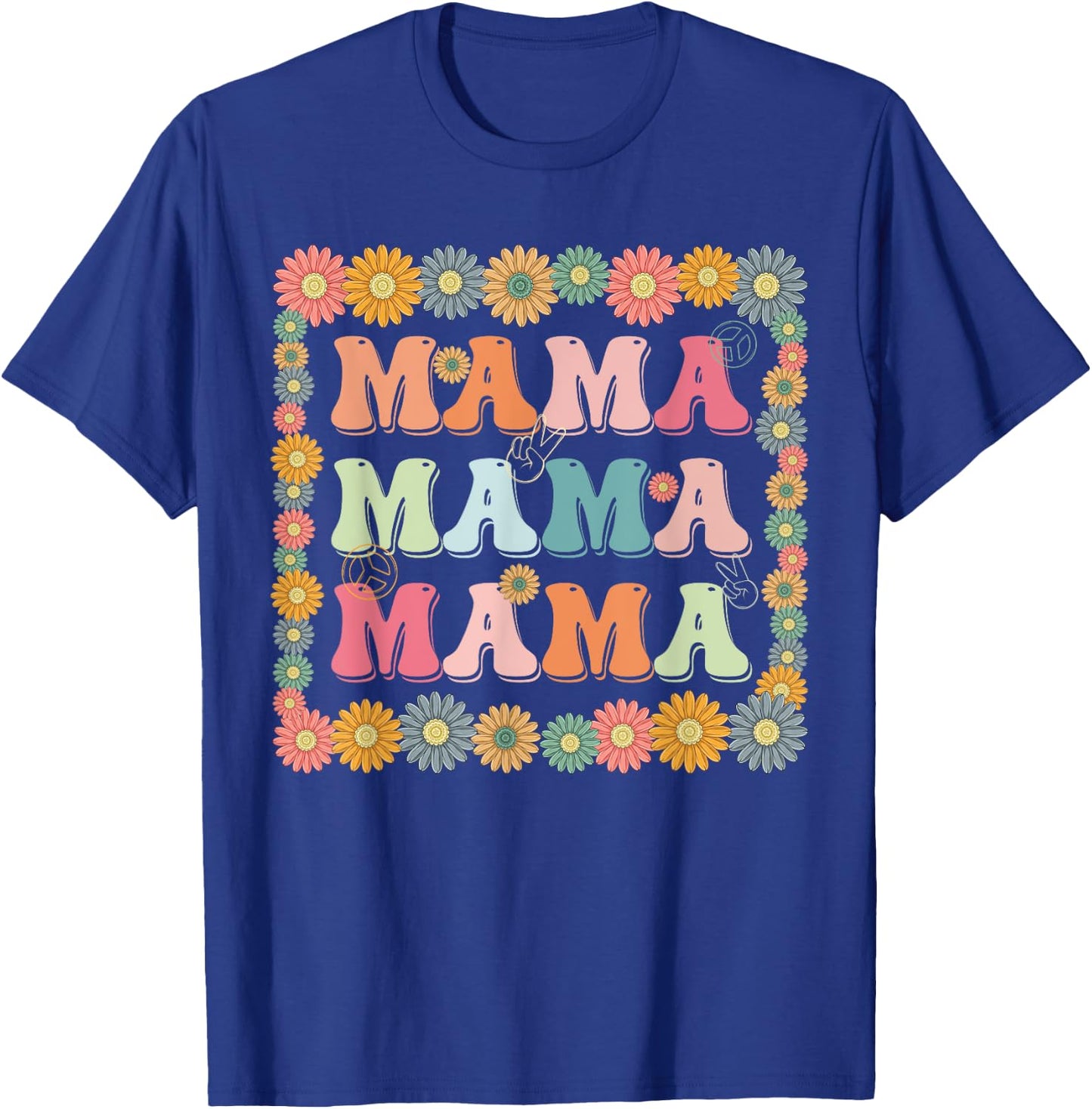 Groovy Mama Family Matching Mother's Day Party Women Hippie T-Shirt - T-Shirt | Royal