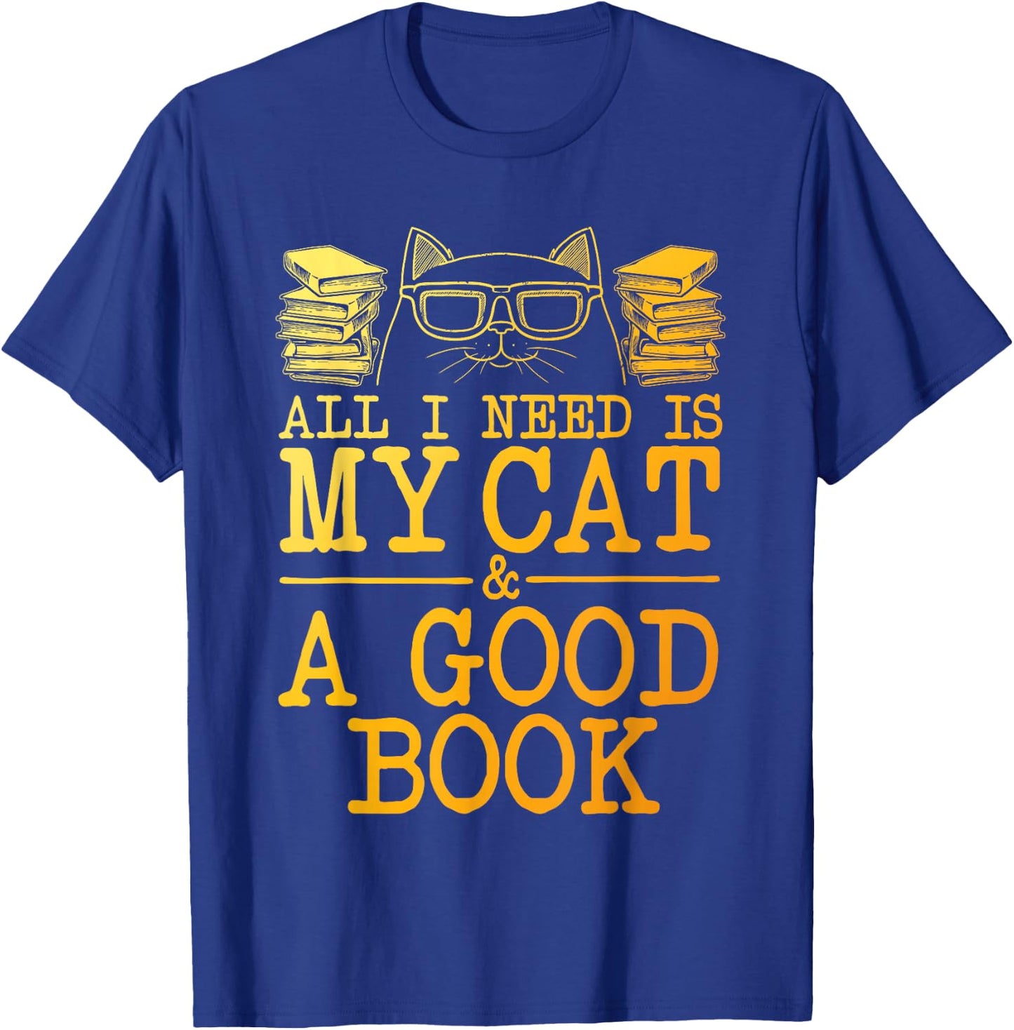 Cat & Book Art Women Cat Librarian Novel Book Lover T-Shirt - T-Shirt | Royal