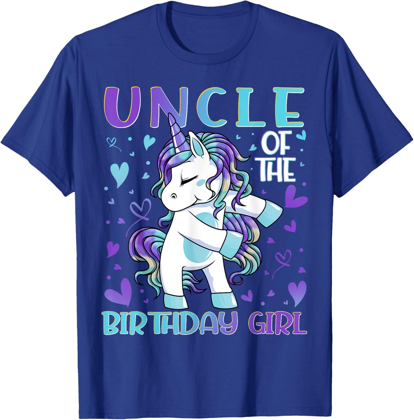 Uncle of the Birthday Girl Flossing Unicorn Uncle Gifts T-Shirt - T-Shirt | Royal