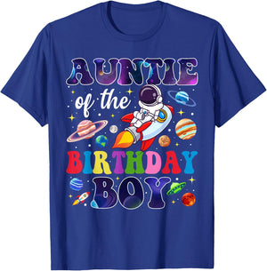 Auntie of The Birthday Boy Space Astronaut Birthday Family T-Shirt - T-Shirt | Royal