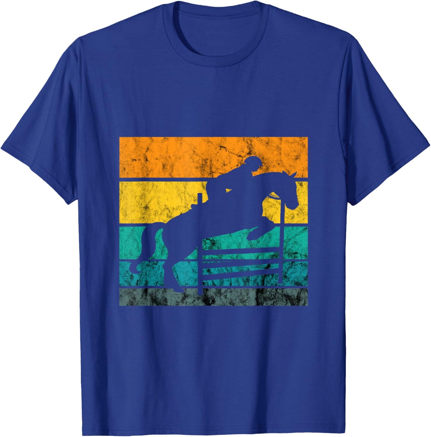 Show Jumping Retro Vintage Equestrian Rider Horseback Riding T-Shirt - T-Shirt | Royal