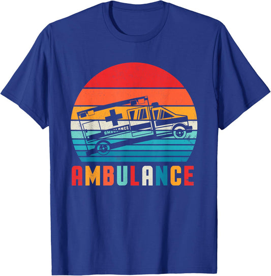 Ambulance Driver EMT Paramedic Emergency Rescue Retro T-Shirt - T-Shirt | Royal