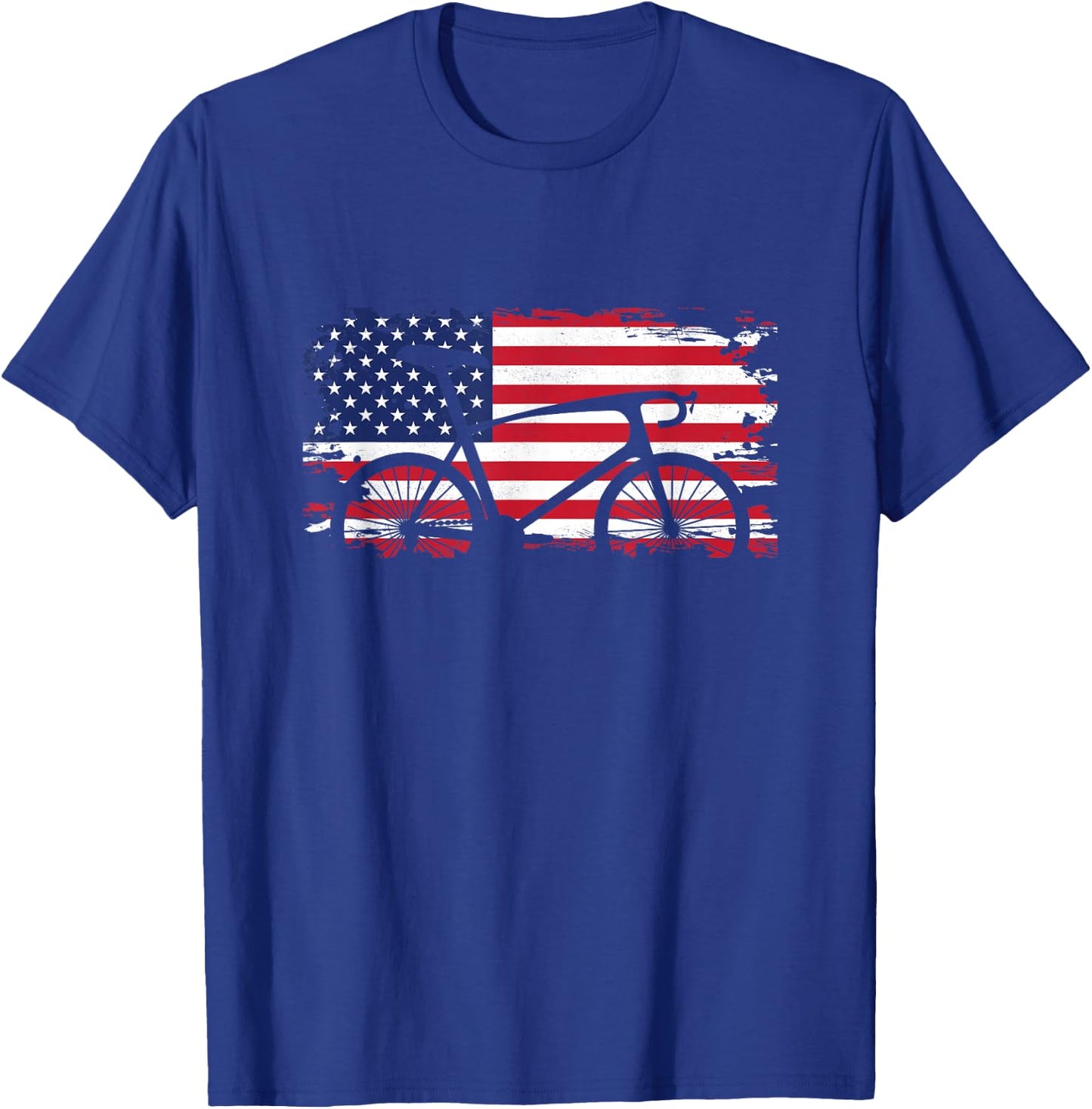 American Flag Road Biking Cycling Apparel - Bicycle Cycling T-Shirt - T-Shirt | Royal