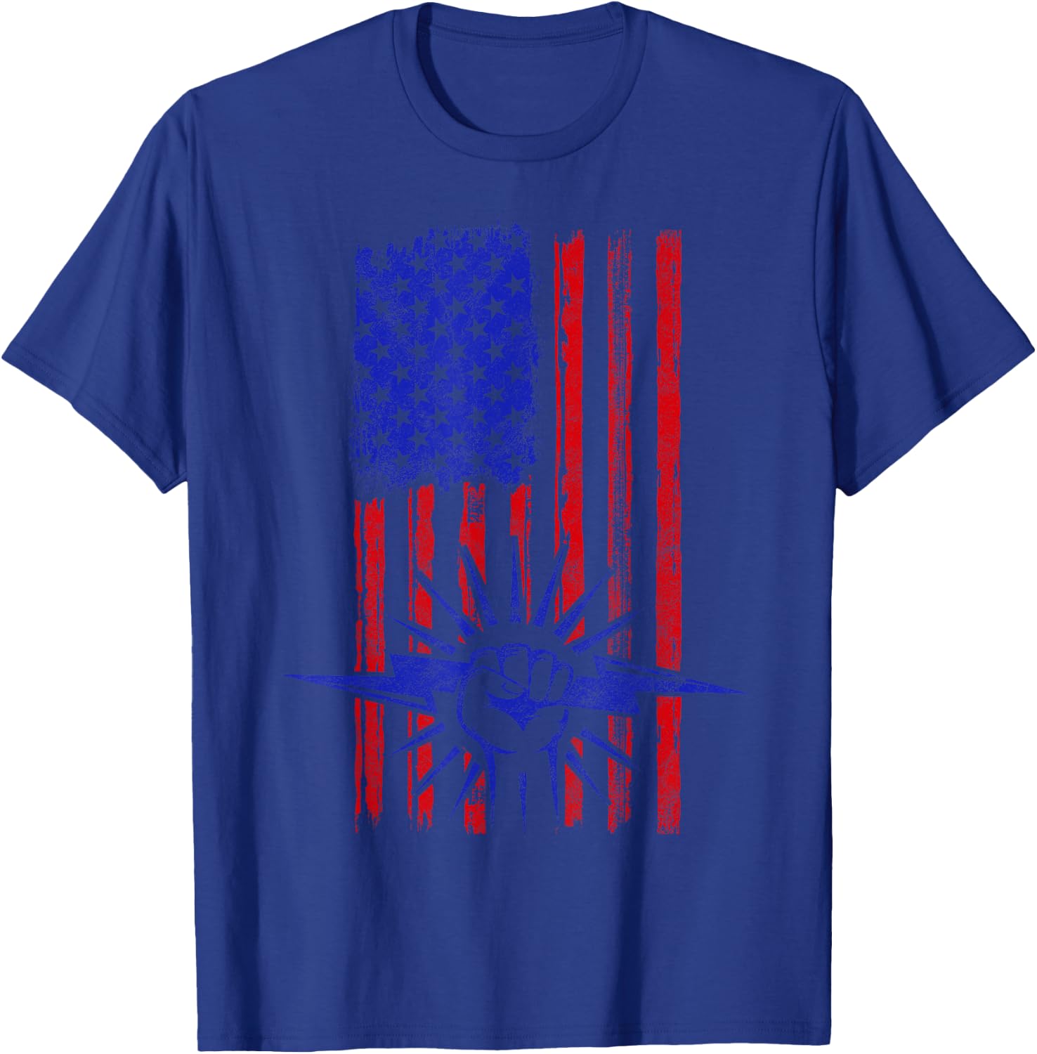 Electrician American Flag Electrical Lightning Usa Patriotic T-Shirt - T-Shirt | Royal