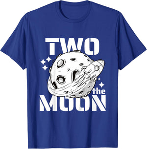 Kids Two The Moon 2 Year Old Birthday Boy Space Astronaut Bday T-Shirt - T-Shirt | Royal