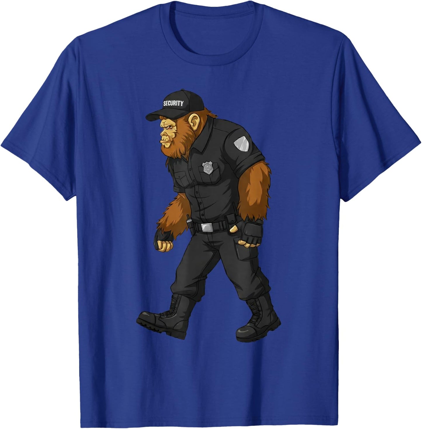 Bigfoot Security Guard Patrol Funny Sasquatch Lover Watching T-Shirt - T-Shirt | Royal