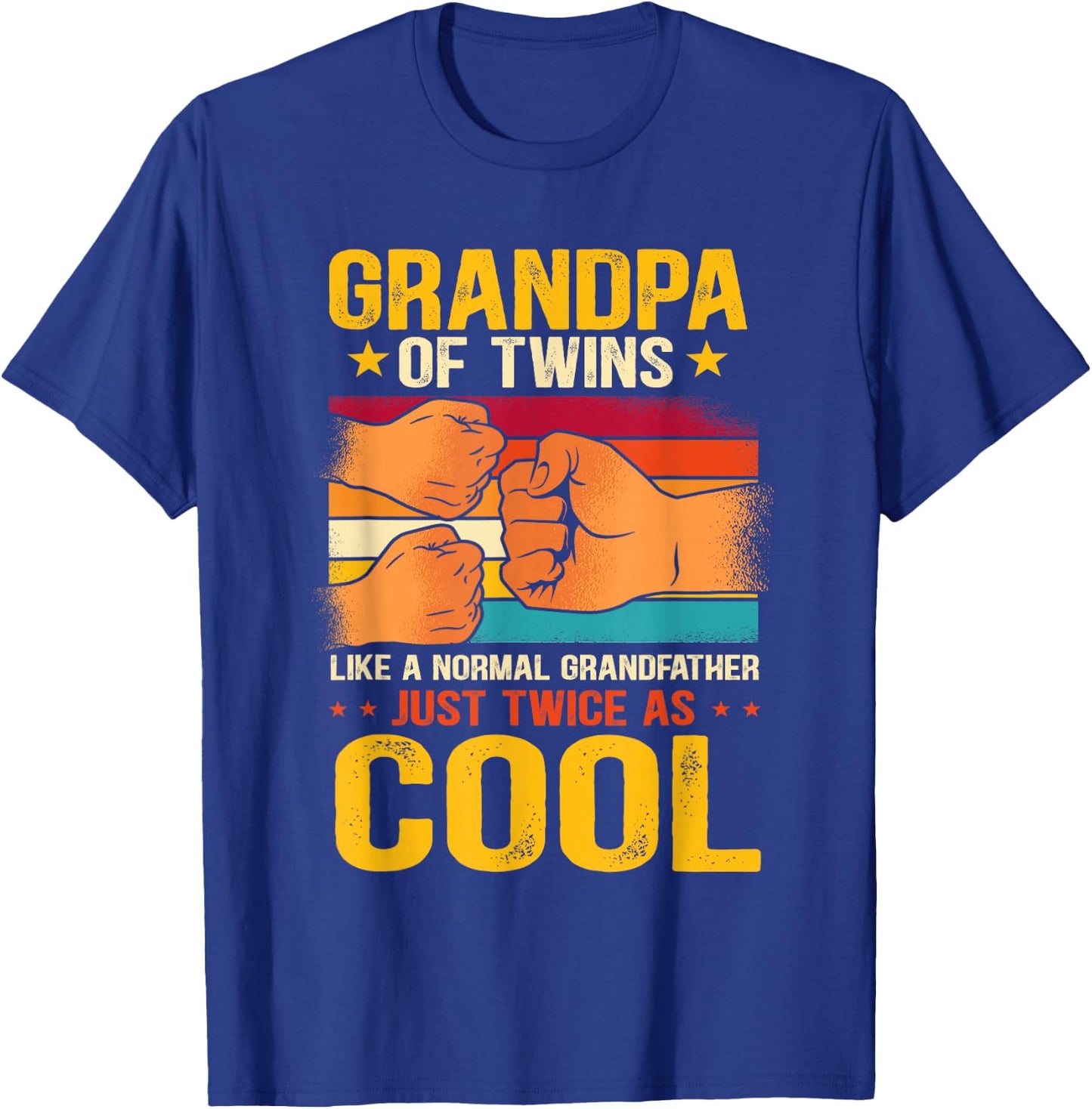 Best Grandpa Ever Grandpa Of Twins Apparel Men's Black Cotton Polyester Modern Cool Twins Grandpa Small Short Sleeve Classic Fit Pull On All Seasons Imported Machine Wash T-Shirt - T-Shirt | Royal