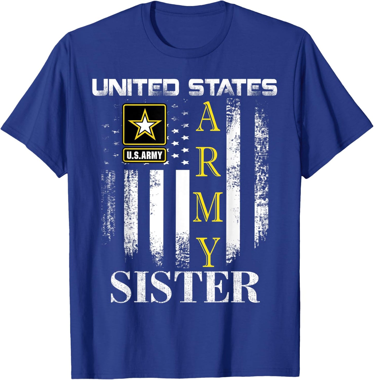 Vintage United States Army Sister With American Flag Gift T-Shirt - T-Shirt | Royal