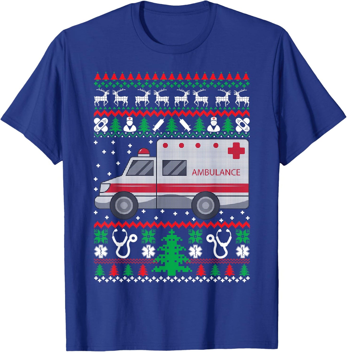 Sanitäter Geschenke Paramedic Gifts EMT EMS Ugly Christmas Funny Holiday T-Shirt - T-Shirt | Royal