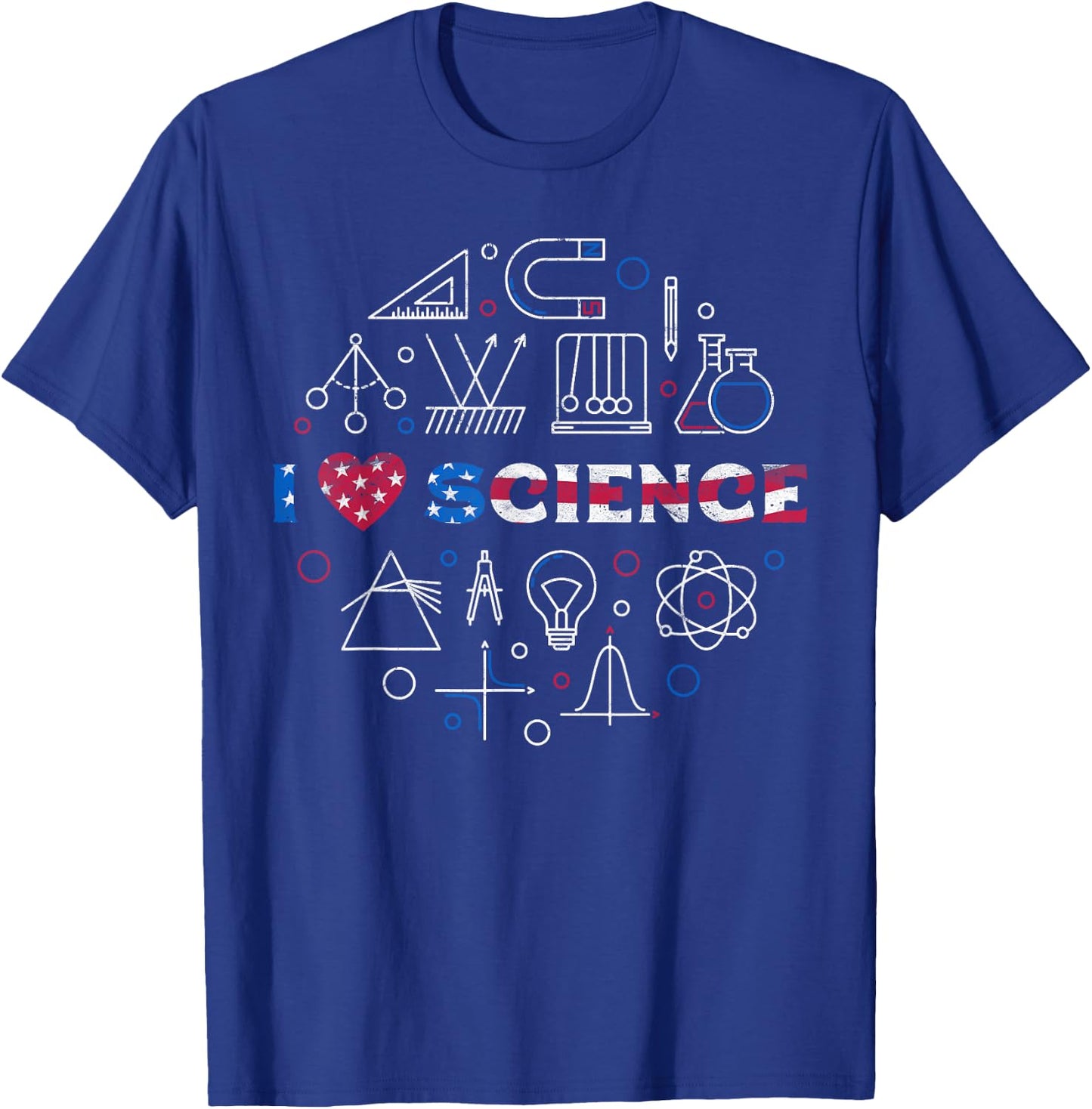 I Love Science - American Flag for Science and USA Lovers T-Shirt - T-Shirt | Royal