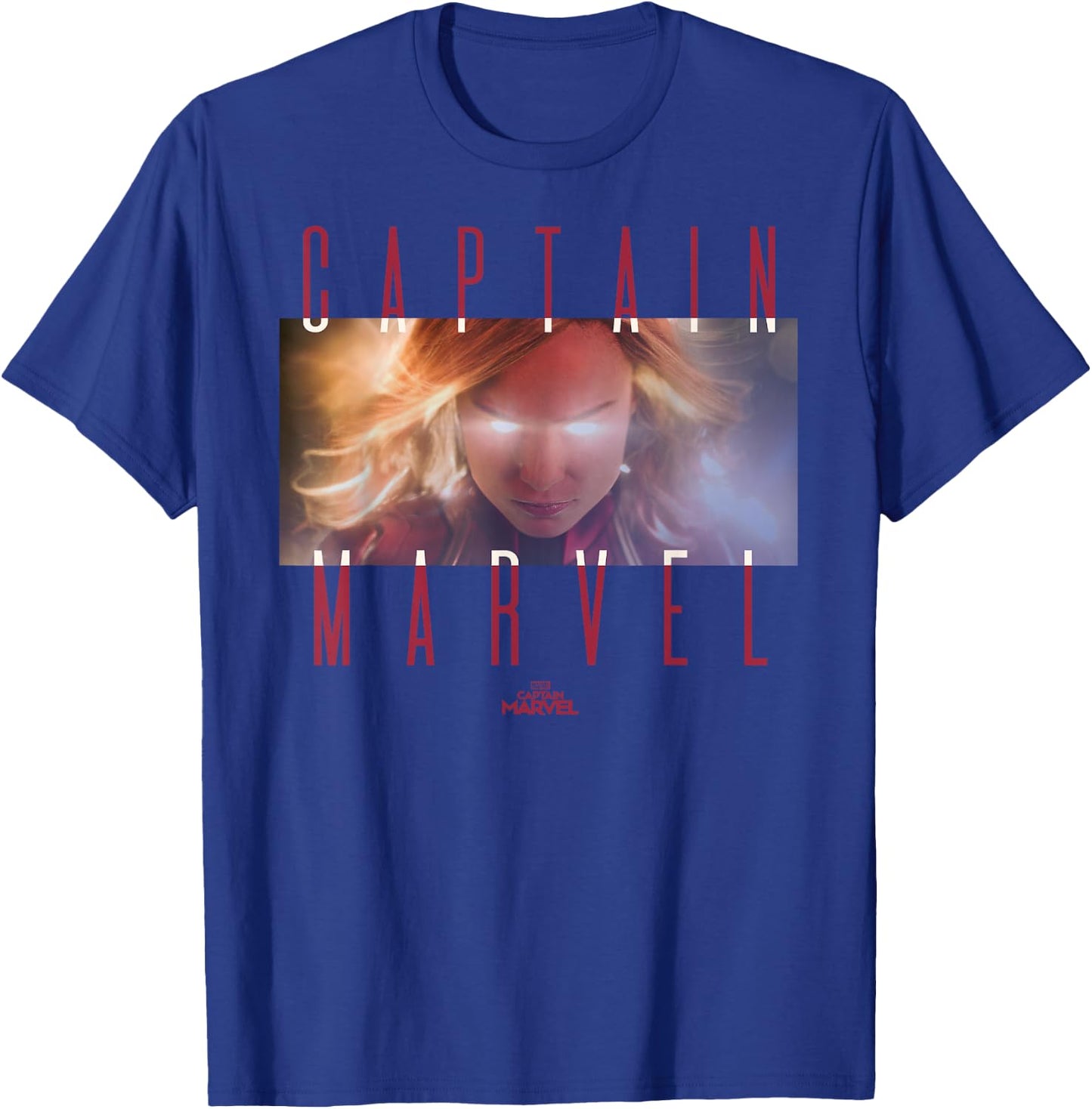 Captain Marvel Powerful Glow Eyes Poster Graphic T-Shirt - T-Shirt | Royal